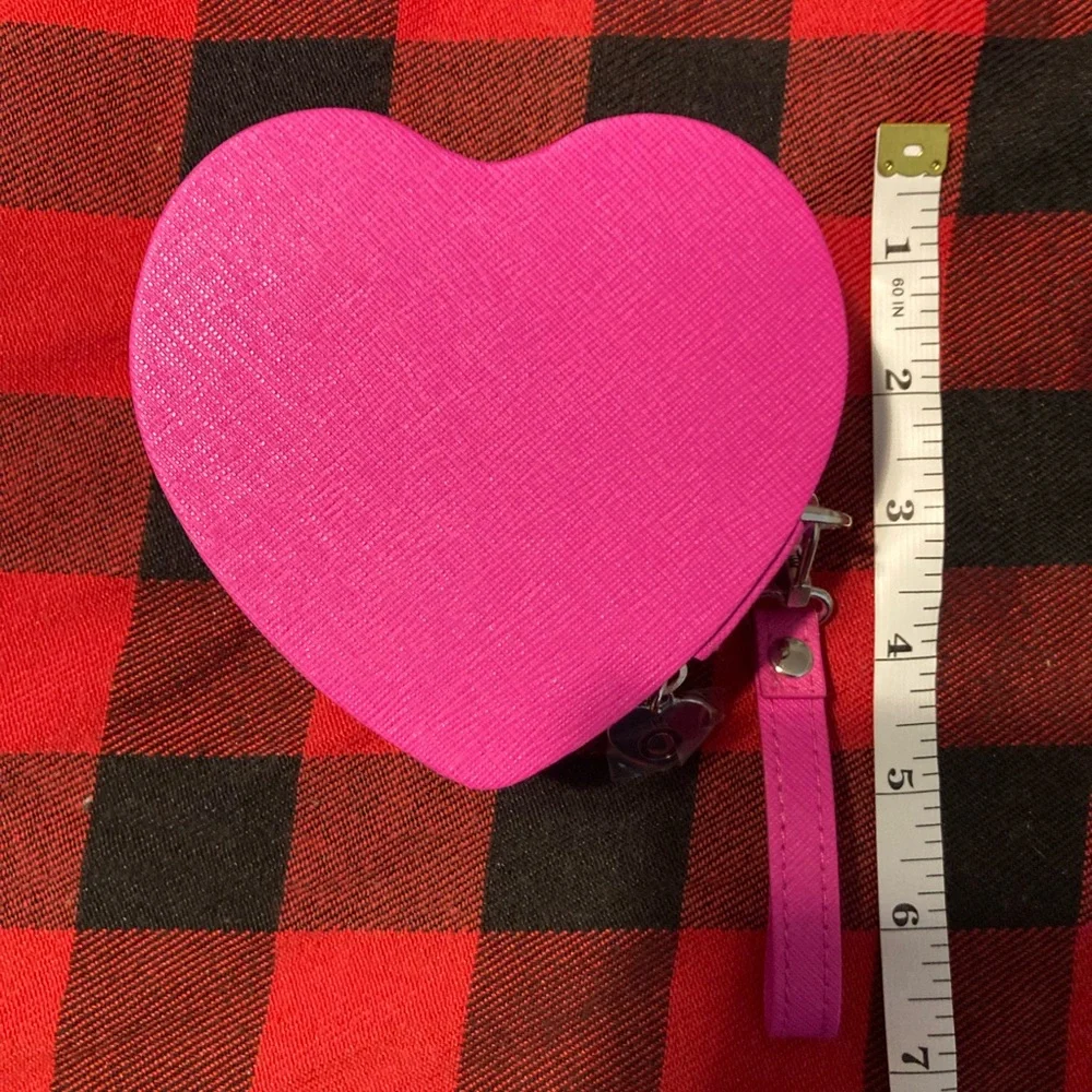 PANDORA HEART SHAPED JEWELRY BOX STORAGE TRAVEL CASE PINK REMOVABLE POUCH NIB - Picture 8 of 11
